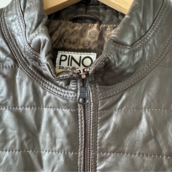 Pino by Pinoporte Dino Lambskin Leather Quilted Bomber Jacket - Dark Brown - Picture 7 of 11